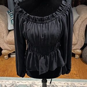 Sofia by Sofia Vergara Elegant Black Gathered Blouse